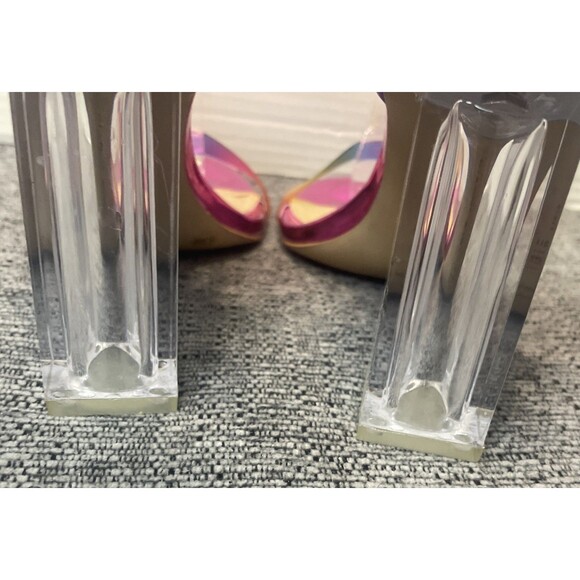 Gianni Bini Sandals Size 9.5M Pink Heels Rainbow Strappy Clear Lucite Block - Picture 12 of 16